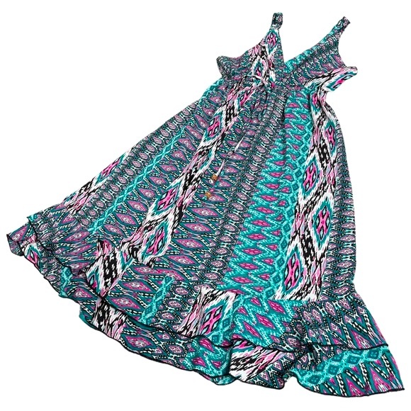 FasionFuse size medium sleeveless vneck tribal design mini dress elastic back - Picture 4 of 9